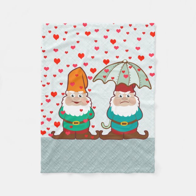 Happy and Grumpy Gnomes Fleece Blanket (Front)