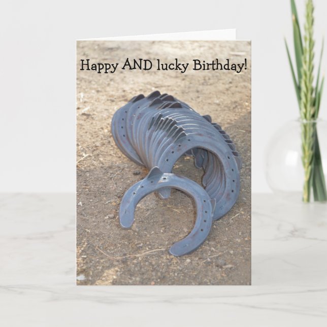 Happy AND lucky Birthday: Card with Horseshoes (Front)