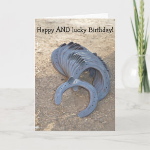 Happy AND lucky Birthday: Card with Horseshoes