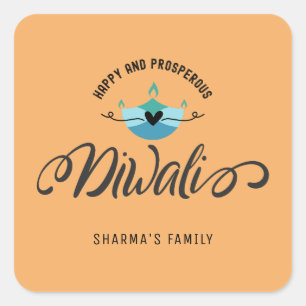 Happy and prosperous Diwali customisable  Square Sticker
