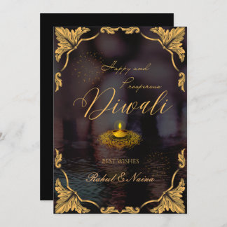 Happy and prosperous Diwali Elegant customisable  Holiday Card