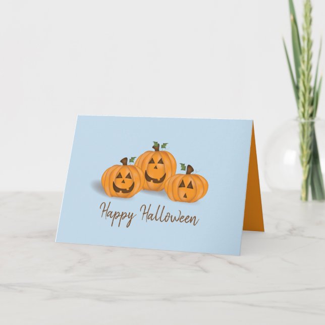 Happy and Smiling Jack O Lanterns Card (Front)