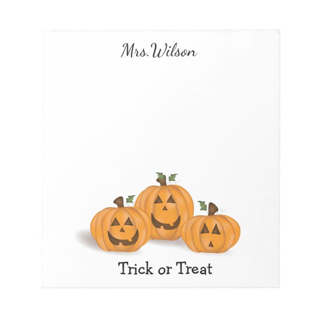 Happy and Smiling Jack O Lanterns Notepad (Front)