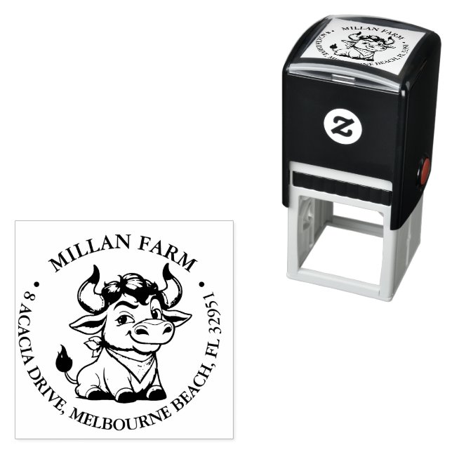Happy Angus Bull theme Self-inking Stamp (In Situ)