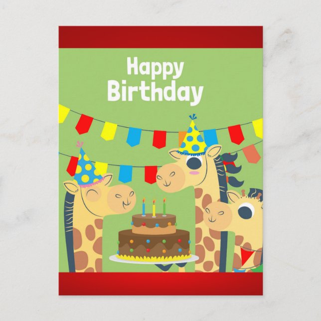 Happy Animal Celebration Giraffe's Postcard (Front)