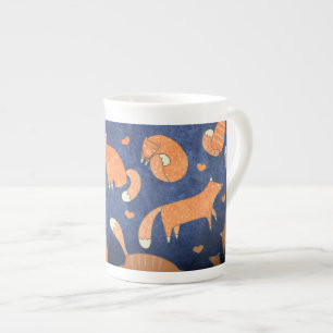 Happy animal fox pattern bone china mug