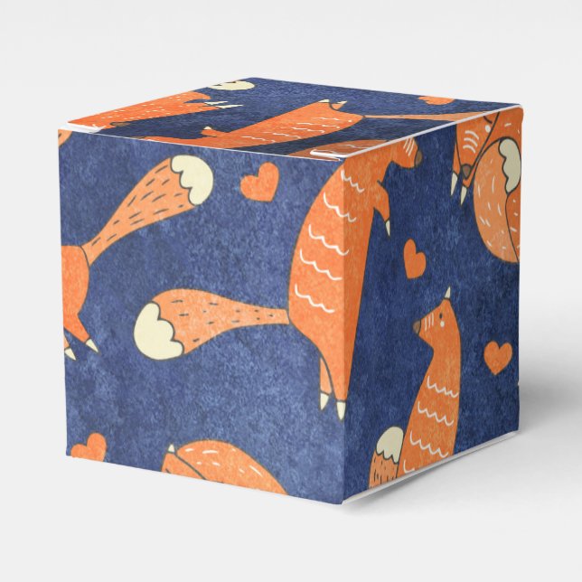 Happy animal fox pattern favour box (Front Side)