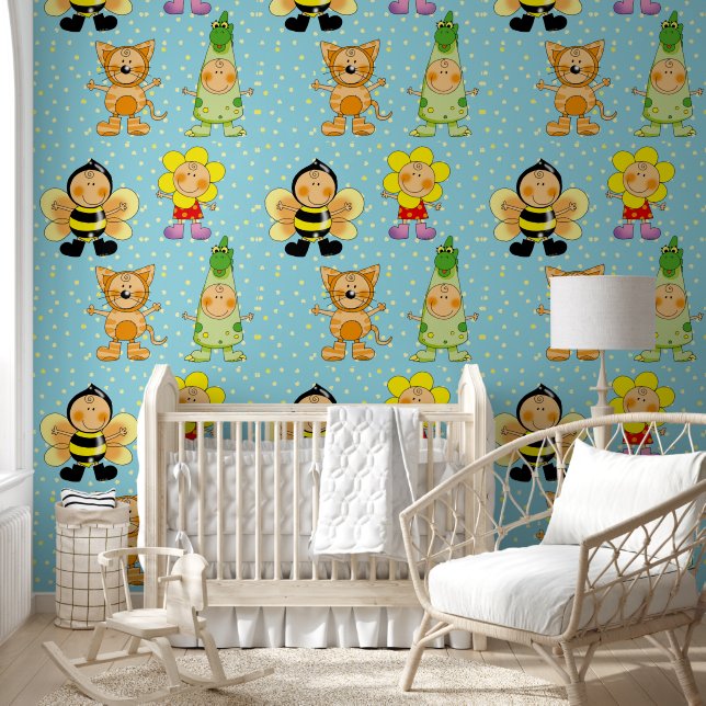 happy animals kids wallpaper (Kids)