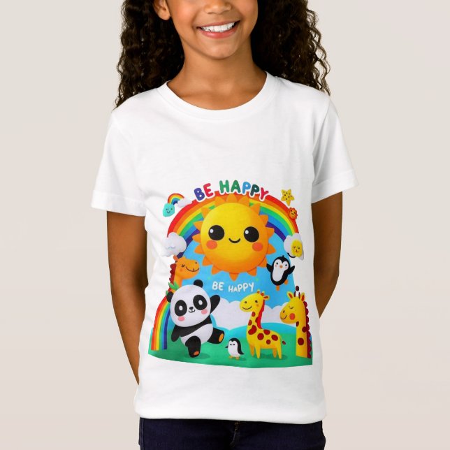 Happy Animals Under the Rainbow T-Shirt (Front)