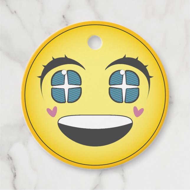 Happy anime face favour tags (Front)