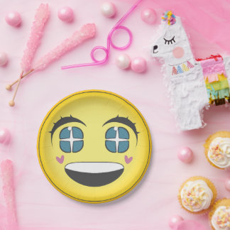 Happy anime face paper plate