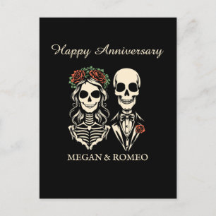 Happy Anniveresary Gothic skeleton couple wedding Postcard