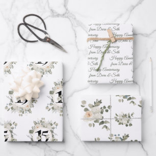 Happy Anniversary 15th year Custom  Wrapping Paper Sheet