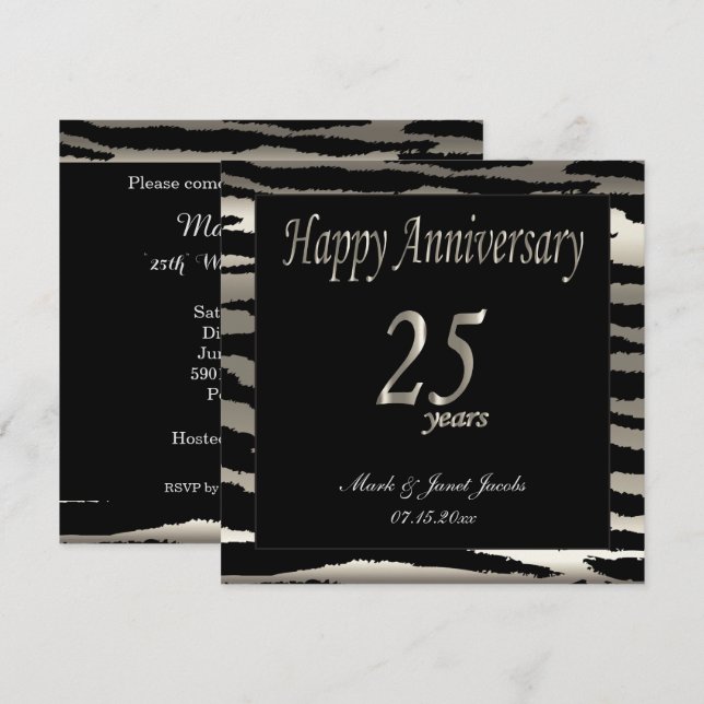 Happy Anniversary 25 Years Invitation (Front/Back)