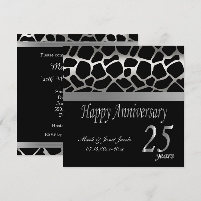 Happy Anniversary 25 Years Invitation (Front/Back)