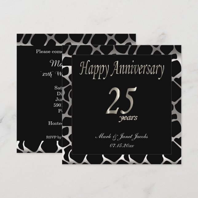 Happy Anniversary 25 Years Invitation (Front/Back)
