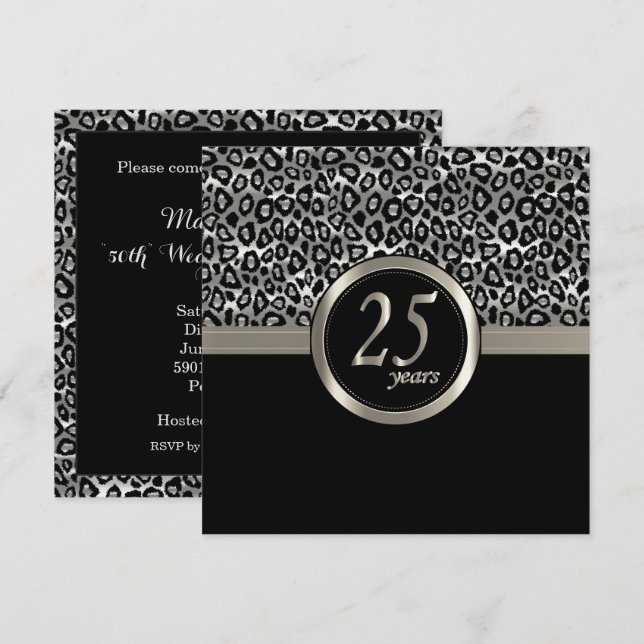 Happy Anniversary 25 Years Invitation (Front/Back)