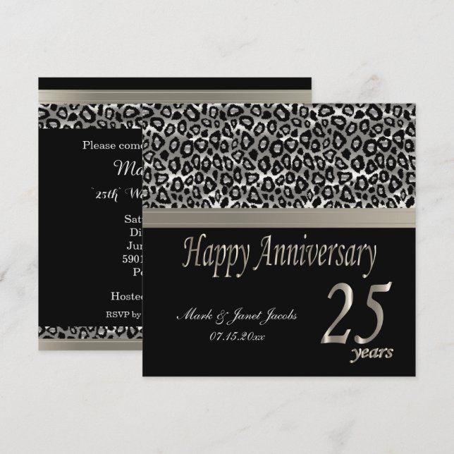 Happy Anniversary 25 Years Invitation (Front/Back)