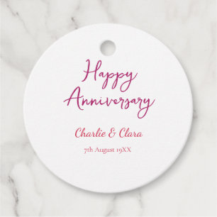 Happy anniversary add name pink bold name date si Favour Tags