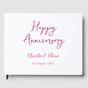 Happy anniversary add name pink bold name date si Guest Book