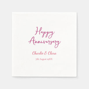 Happy anniversary add name pink bold name date si Napkin