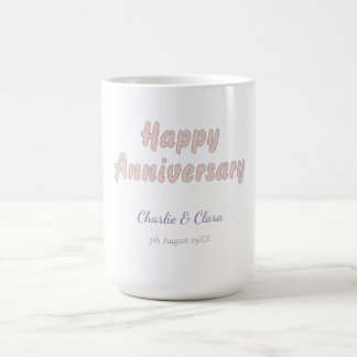 Happy anniversary add name pink grey pastel bold Coffee Mug