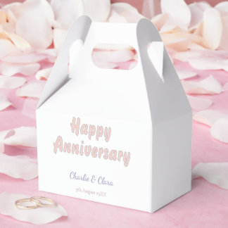Happy anniversary add name pink grey pastel bold Favour Box