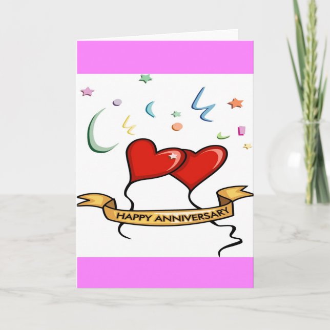 Happy Anniversary and Heart balloons Card (Front)