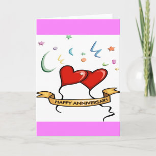 Happy Anniversary and Heart balloons Card