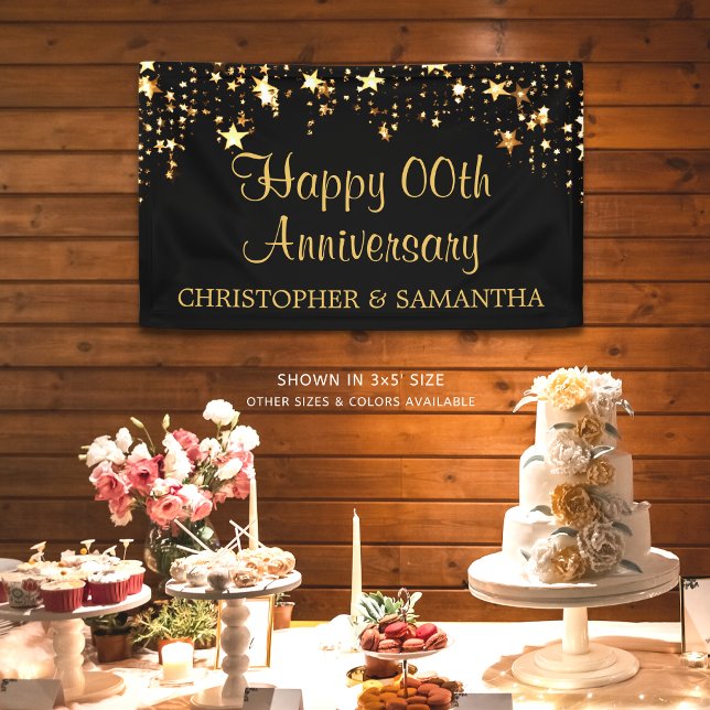 Happy Anniversary | ANY Year | Black & Gold Banner (Creator Uploaded)