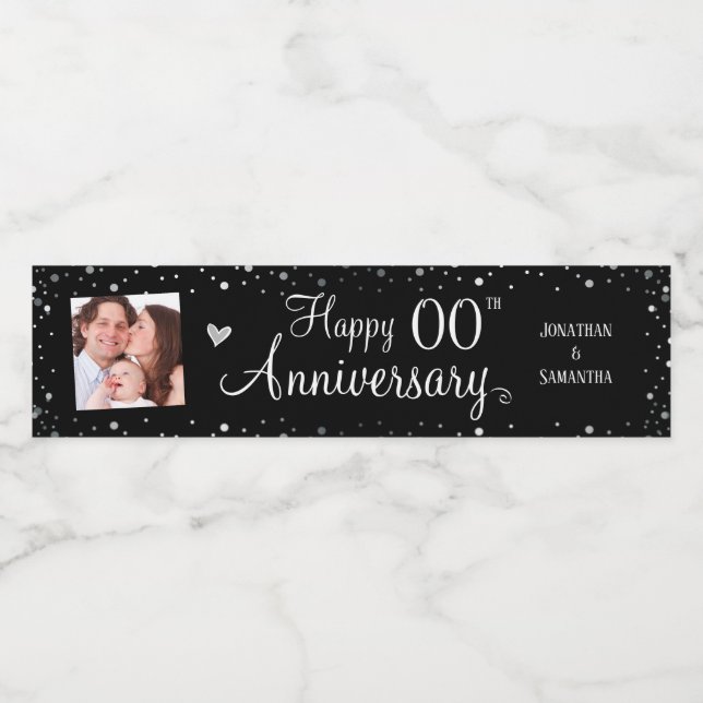 Happy Anniversary Any Year Confetti Water Bottle Label (Single Label)