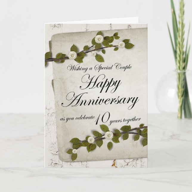 Happy Anniversary as you Celebrate 10 Years Togeth Card (Front)