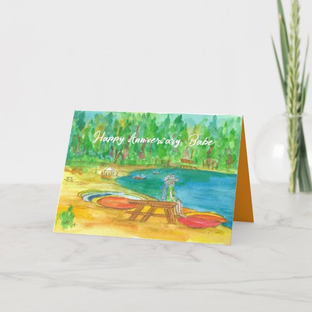 Happy Anniversary Babe Lake Tahoe Beach Kayaks Card (Front)