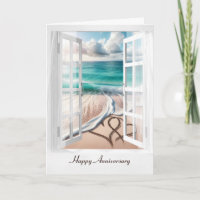 Happy Anniversary Beach Hearts In Window