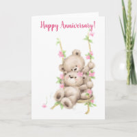 Happy Anniversary, bear couple on swing