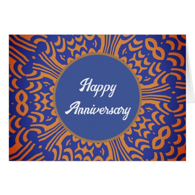  Happy Anniversary Blue and Orange  (Front Horizontal)