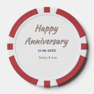 happy anniversary brown grey name date couple mode poker chips