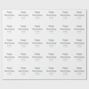 happy anniversary brown grey name date couple mode wrapping paper