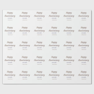 happy anniversary brown grey name date couple mode wrapping paper