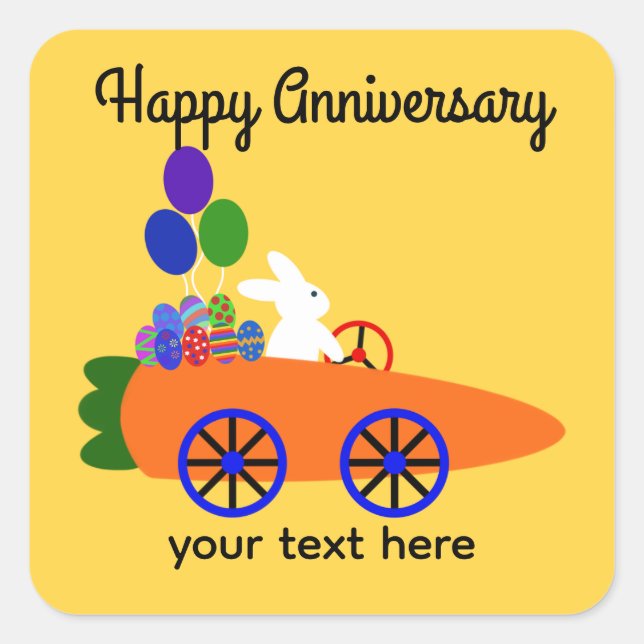 Happy Anniversary Bunny Carrot Car #3 Stickers (Front)