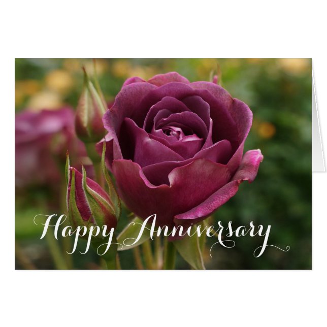 Happy Anniversary Burgundy Iceberg Rose #1-2 Card (Front Horizontal)