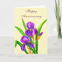 Happy Anniversary Card Beautiful Iris Flowers