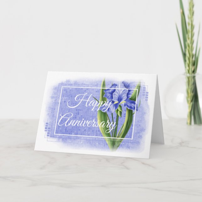 Happy Anniversary Card - Blue Iris d1 (Front)