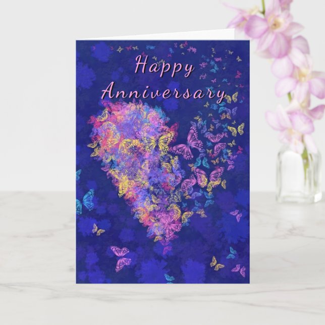 Happy Anniversary Card Butterfly Heart - Love (Orchid)