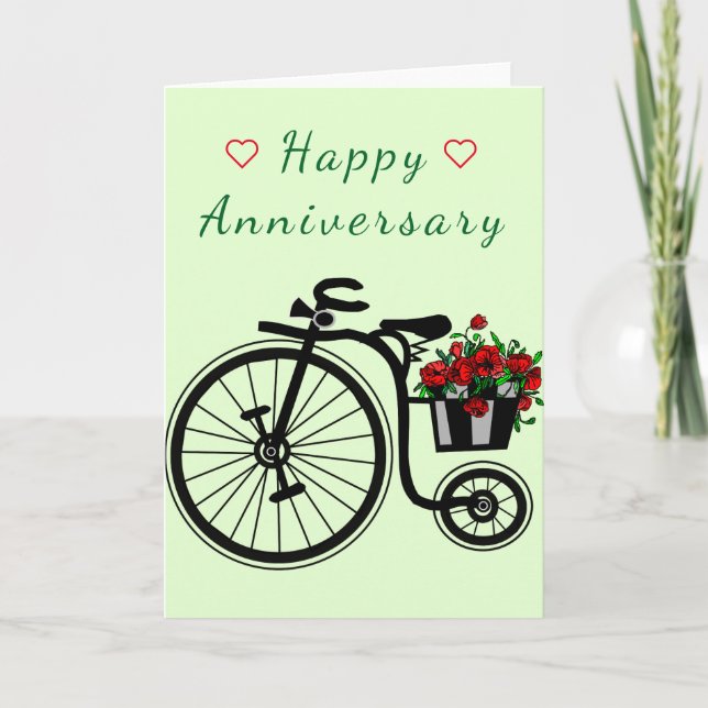 Happy Anniversary Card Flowers Bike Romantic Love (Front)