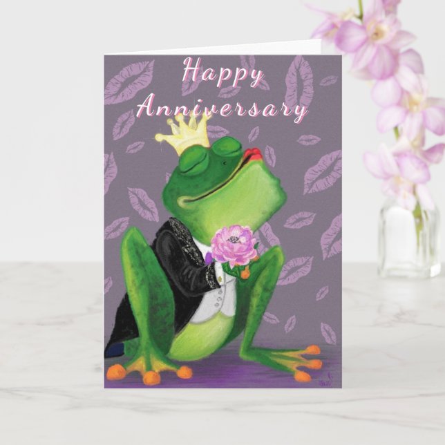Happy Anniversary Card Frog Prince Love (Orchid)