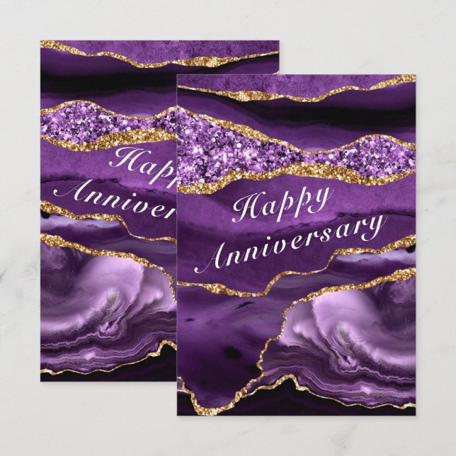 Happy Anniversary Card Purple Violet Agate God (Front/Back)