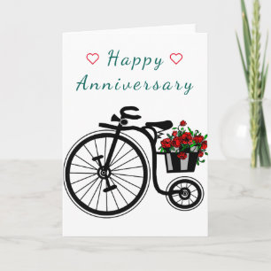 Happy Anniversary Card Romantic Flowers Bike Love
