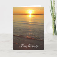 Happy Anniversary Card with Beautiful Ocean Sunset