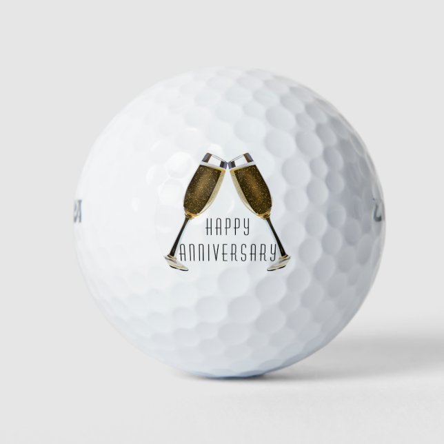 Happy Anniversary Champagne Toast Golf Balls (Front)
